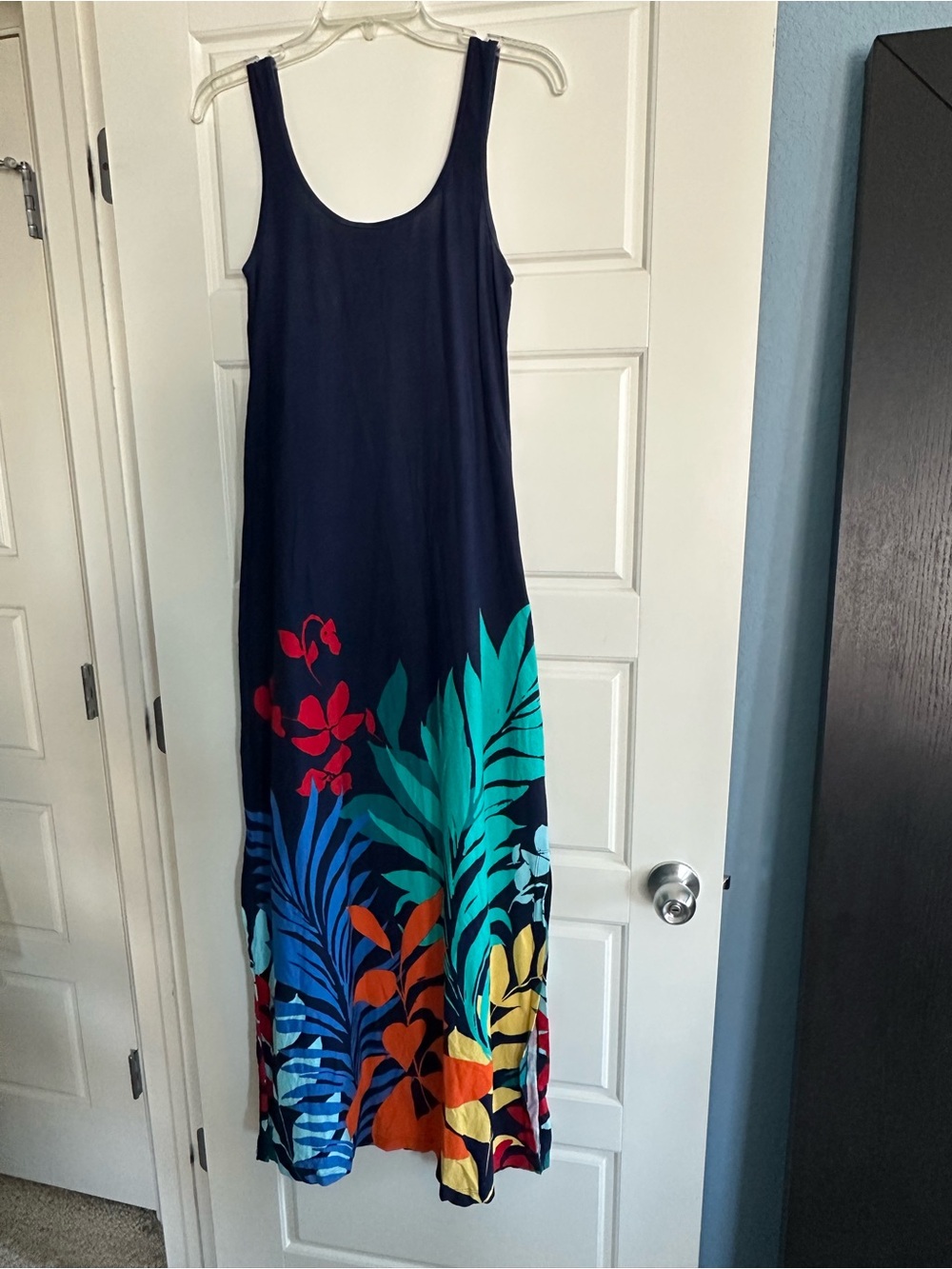 Tommy Bahama Sleeveless Navy Tropical Print Maxi Dress - Picture 2 of 5
